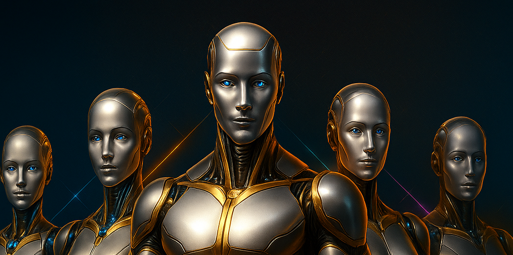 Futuristic robot team